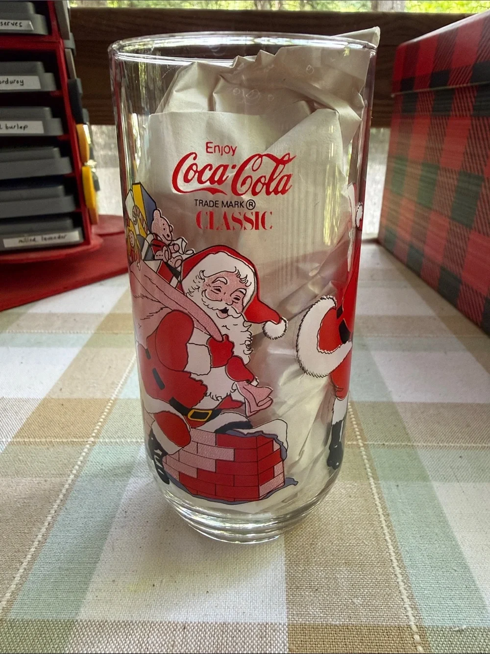 Vintage 80’s Santa Coca Cola Glass McCrory Stores